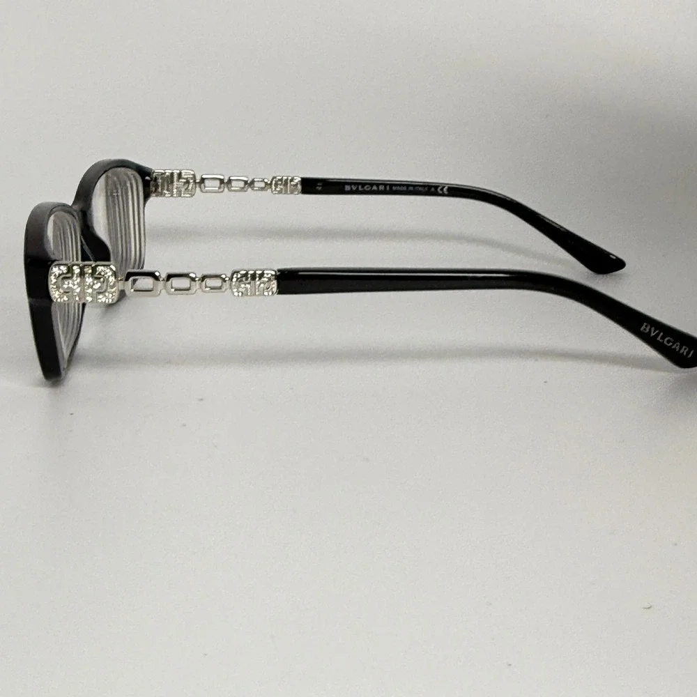 Bvlgari 4061-B 501 Black Silver Crystal Eyeglasses Frames 52-16-140‎ Italy 22116